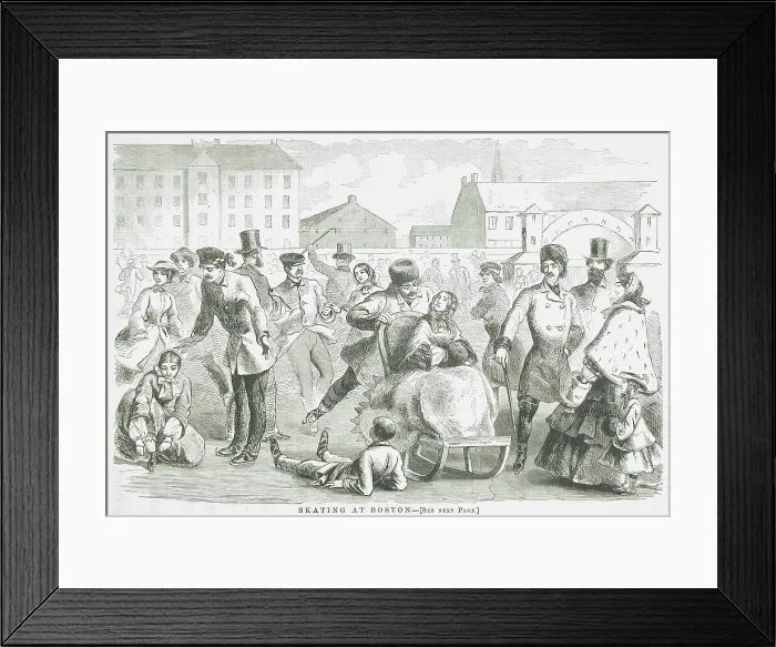 Framed Print : Skating at Boston, 1859. Creator: Unknown