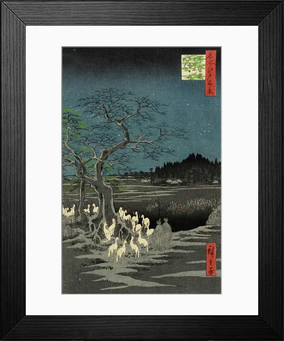 Framed Print : Fox Fire on New Year's Eve at the Changing Tree at Oji, 1857. Creator: Ando Hiroshige Framed Print : Fox Fire on New Year's Eve at the Changing Tree at Oji, 1857. Creator: Ando Hiroshige
