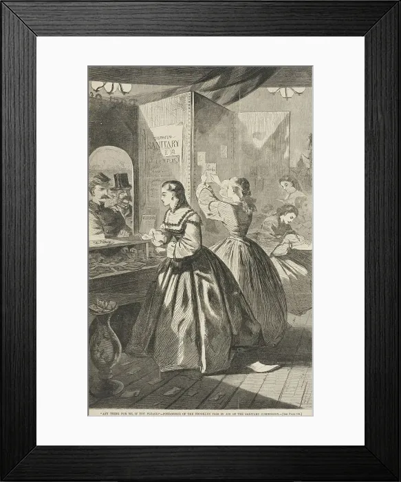 Framed Print : Any Thing for me, if you Please? - Post Office of the Brooklyn Fair in Aid of the Sanitary... 1864 Creator: Unknown Framed Print : Any Thing for me, if you Please? - Post Office of the Brooklyn Fair in Aid of the Sanitary... 1864 Creator: Unknown