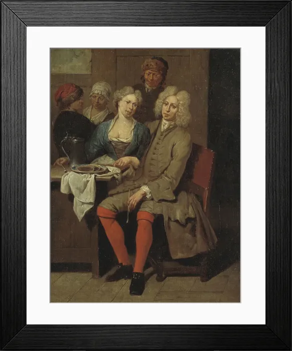 Framed Print : Private Meal, early 18th century. Creator: Jan Baptist Lambrechts Framed Print : Private Meal, early 18th century. Creator: Jan Baptist Lambrechts