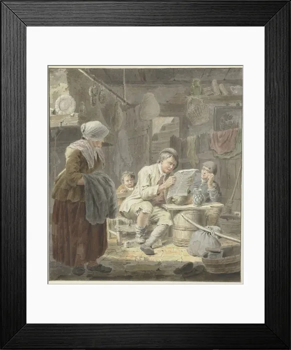 Framed Print : The newspaper reader, 1741-1795. Creator: Cornelis van Noorde Framed Print : The newspaper reader, 1741-1795. Creator: Cornelis van Noorde