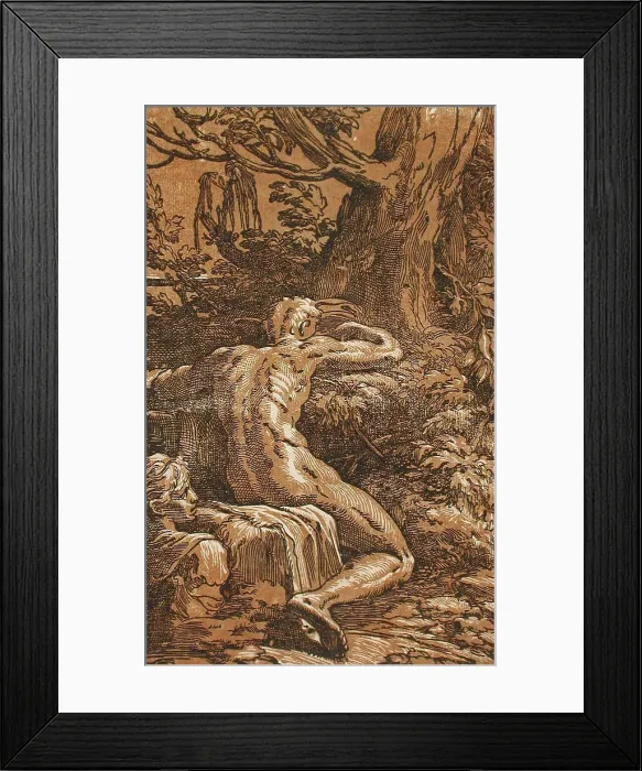 Framed Print : Man Seen from Behind, between c1527 and c1530. Creators: Antonio da Trento, Parmigianino Framed Print : Man Seen from Behind, between c1527 and c1530. Creators: Antonio da Trento, Parmigianino