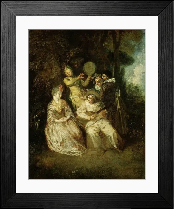 Framed Print : The Italian Serenade, early 18th century. Creator: Jean-Antoine Watteau Framed Print : The Italian Serenade, early 18th century. Creator: Jean-Antoine Watteau
