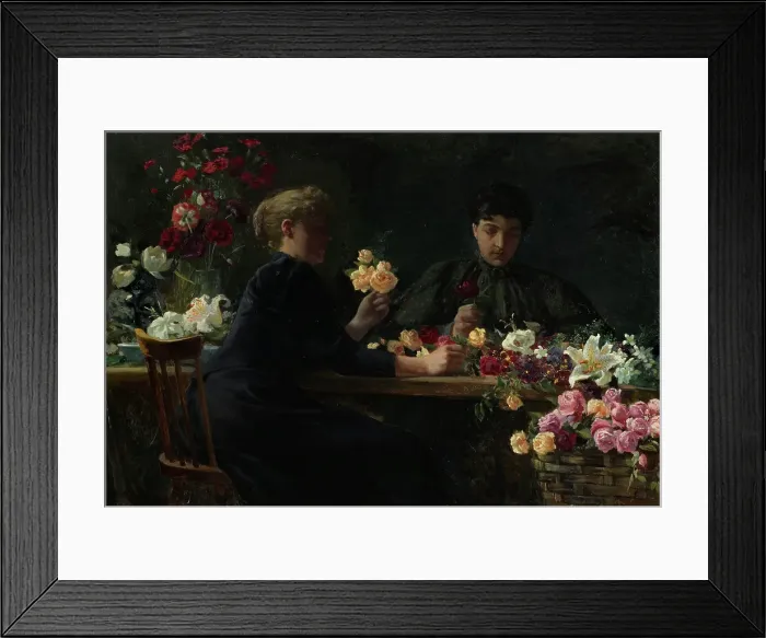 Framed Print : Ladies at a Flower-table, 1894. Creator: Wilhelm Peters Framed Print : Ladies at a Flower-table, 1894. Creator: Wilhelm Peters