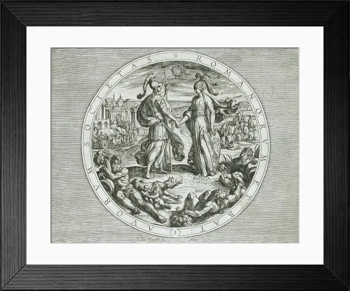 Framed Print : Roma and Batavia, published 1612. Creator: Antonio Tempesta Framed Print : Roma and Batavia, published 1612. Creator: Antonio Tempesta