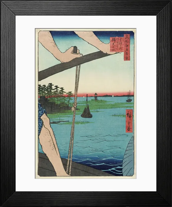 Framed Print : Haneda Ferry and Benten Shrine, 1858. Creator: Ando Hiroshige Framed Print : Haneda Ferry and Benten Shrine, 1858. Creator: Ando Hiroshige