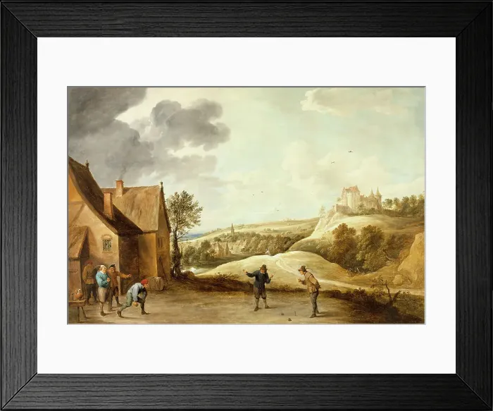 Framed Print : Landscape with Peasants Playing Bowls Outside an Inn, c1660. Creator: David Teniers II Framed Print : Landscape with Peasants Playing Bowls Outside an Inn, c1660. Creator: David Teniers II