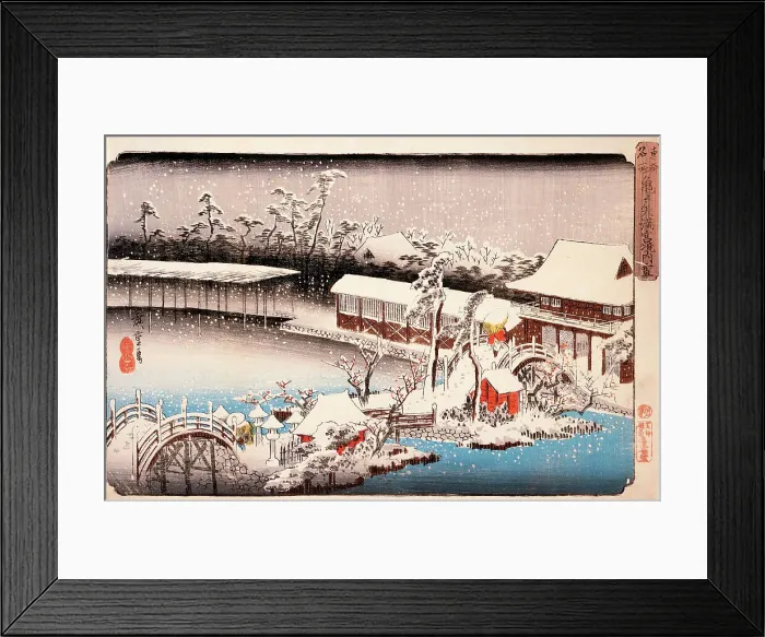 Framed Print : View of Kameido Tenmangu Shrine in Snow, c1832-38. Creator: Ando Hiroshige Framed Print : View of Kameido Tenmangu Shrine in Snow, c1832-38. Creator: Ando Hiroshige