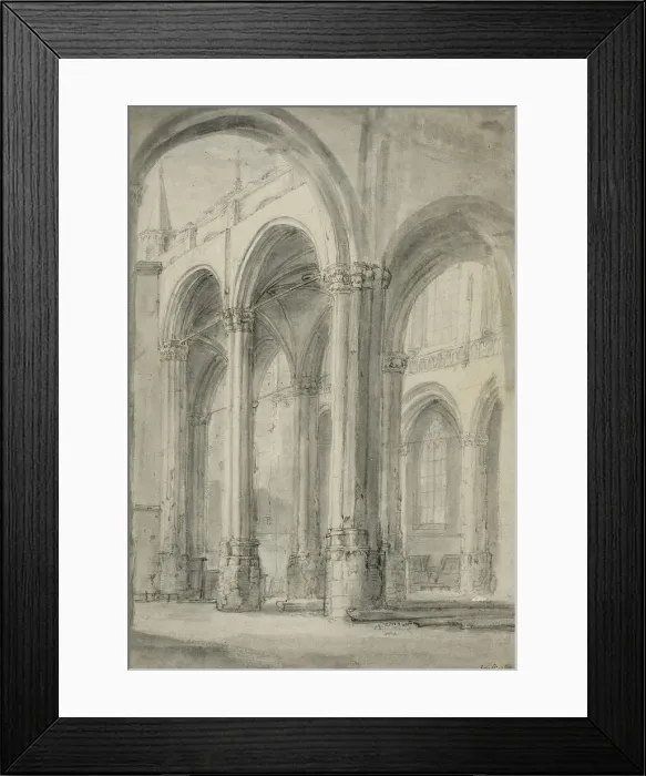 Framed Print : Interior of the new church in Amsterdam after the fire of 1645. Creator: Willem Schellinks Framed Print : Interior of the new church in Amsterdam after the fire of 1645. Creator: Willem Schellinks