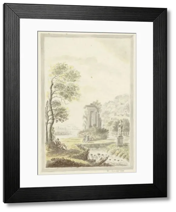 Framed Print : Arcadian landscape, 1770. Creator: D Nachenius Framed Print : Arcadian landscape, 1770. Creator: D Nachenius