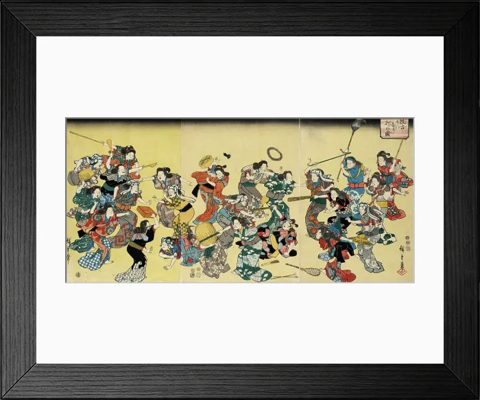 Framed Print : Ancient Custom of Attacking the Concubine, 1852. Creator: Ando Hiroshige Framed Print : Ancient Custom of Attacking the Concubine, 1852. Creator: Ando Hiroshige