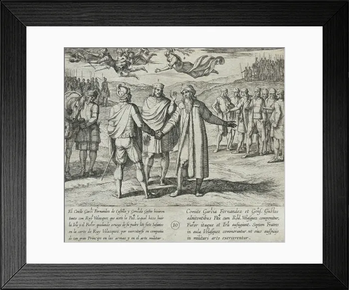 Framed Print : Garci Fernandez and Gonzalo Gustos, Father of the Infantes, Persuade Ruy Velazquez to Make... 1612. Creator: Antonio Tempesta Framed Print : Garci Fernandez and Gonzalo Gustos, Father of the Infantes, Persuade Ruy Velazquez to Make... 1612. Creator: Antonio Tempesta