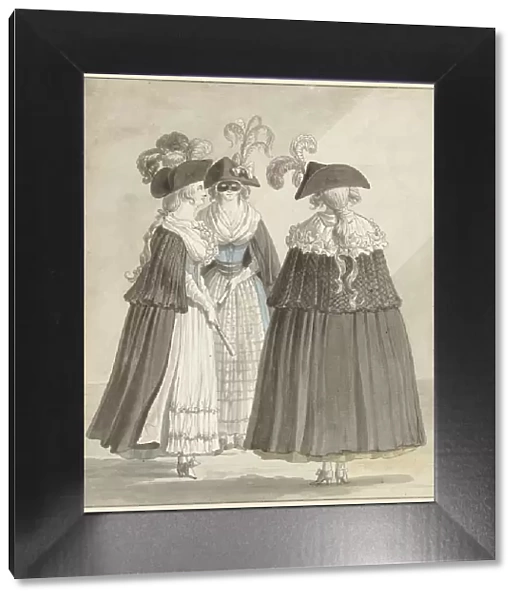 Three women in Roman masquerade costumes, 1790. Creator: Daniel Dupré