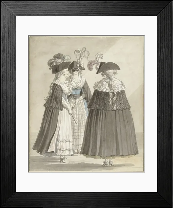 Framed Print : Three women in Roman masquerade costumes, 1790. Creator: Daniel Dupré Framed Print : Three women in Roman masquerade costumes, 1790. Creator: Daniel Dupré