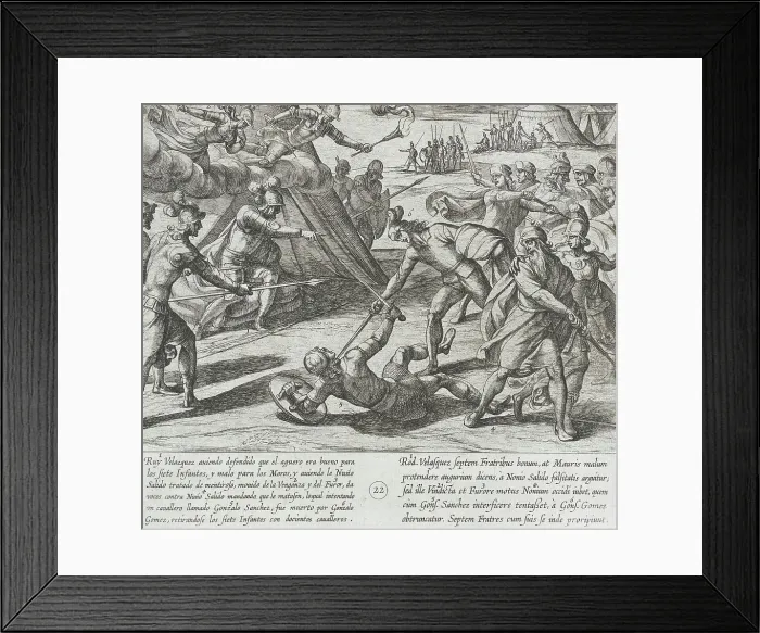 Framed Print : Ruy Velazquez Orders the Death of Nuño Salido, Gonzalez Gomez Comes to His Aid and Kills... 1612. Creator: Antonio Tempesta