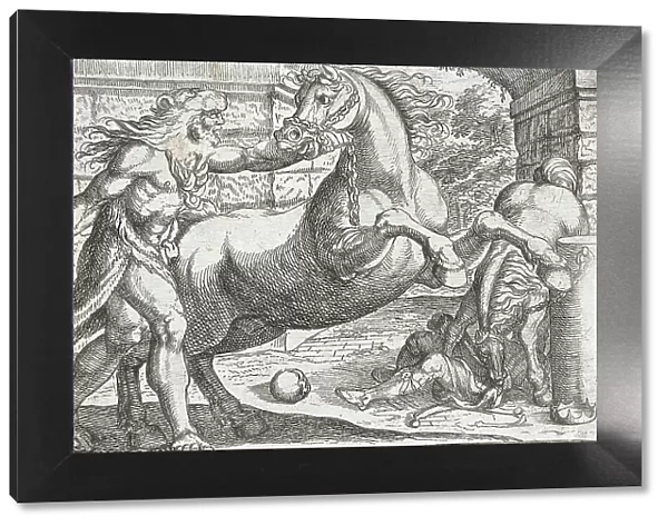 Hercules and the Mares of Diomedes, 1608. Creators: Antonio Tempesta, Nicolaus van Aelst