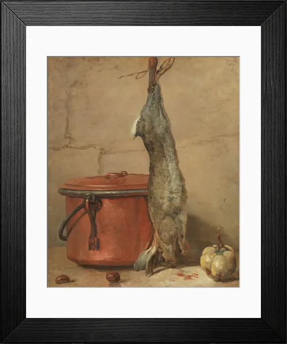 Framed Print : Rabbit and Copper Pot, mid-late 18th century. Creator: Jean-Simeon Chardin Framed Print : Rabbit and Copper Pot, mid-late 18th century. Creator: Jean-Simeon Chardin