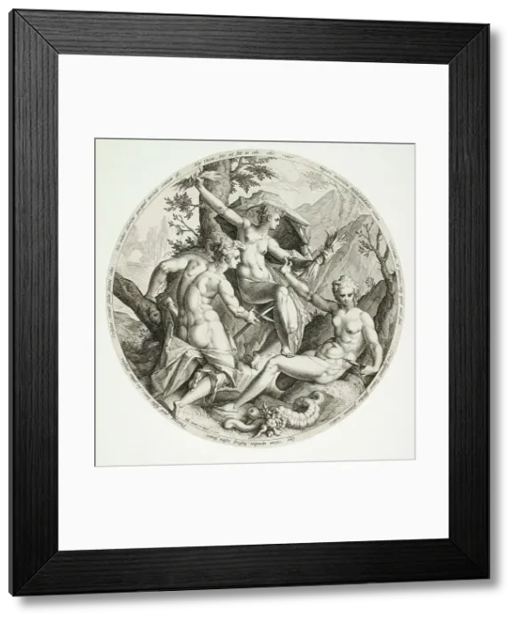 Framed Print : The Three Fates, 1587. Creator: Jacob Matham Framed Print : The Three Fates, 1587. Creator: Jacob Matham