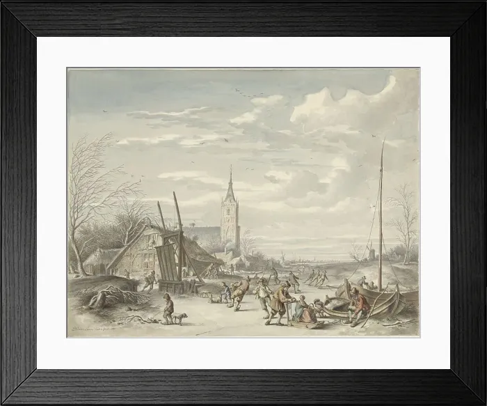 Framed Print : Winter landscape, 1780. Creator: Dirk Jan van der Laan
