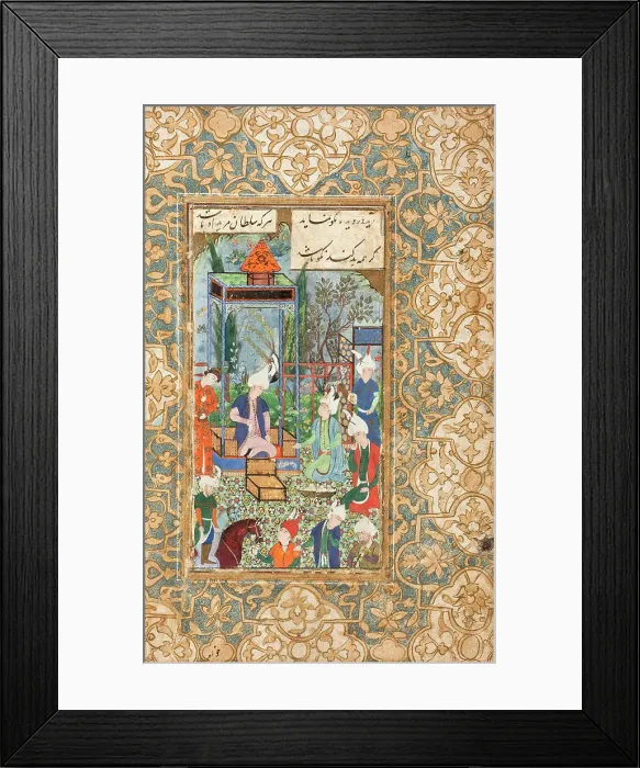 Framed Print : Khusraw Receiving his Captured Brother, page from a manuscript of the Khamsa, 16th century. Creator: Unknown Framed Print : Khusraw Receiving his Captured Brother, page from a manuscript of the Khamsa, 16th century. Creator: Unknown