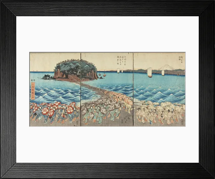 Framed Print : Pilgrimage of Female Entertainers to Enoshima to Pay Homage to Benzaiten, 2nd quarter of 19th cent. Creator: Ando Hiroshige Framed Print : Pilgrimage of Female Entertainers to Enoshima to Pay Homage to Benzaiten, 2nd quarter of 19th cent. Creator: Ando Hiroshige