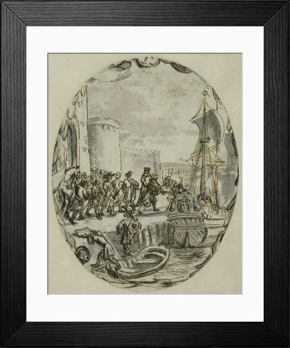 Framed Print : A Party Embark on a Ship. Creator: Romeyn de Hooghe Framed Print : A Party Embark on a Ship. Creator: Romeyn de Hooghe