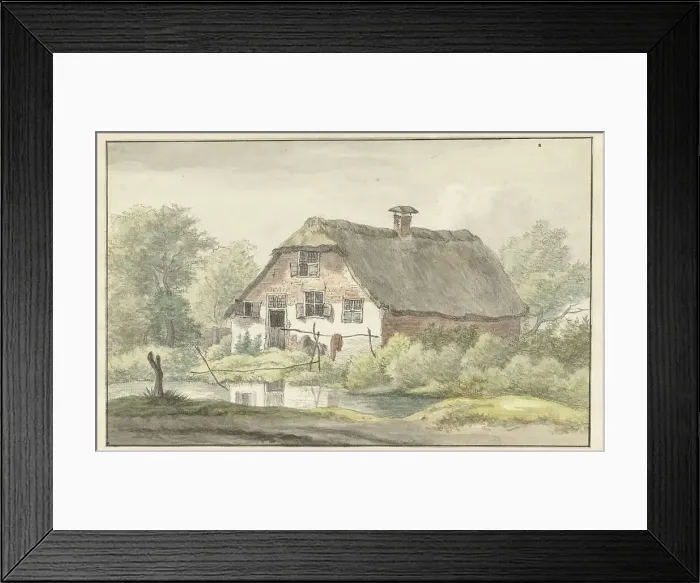 Framed Print : Farmhouse with thatched roof, 1755-1818. Creator: Egbert van Drielst Framed Print : Farmhouse with thatched roof, 1755-1818. Creator: Egbert van Drielst