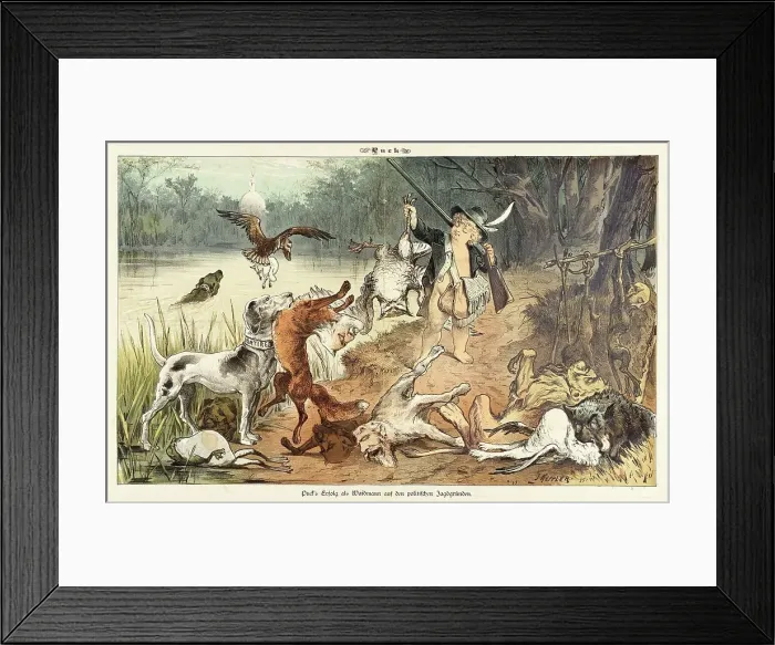 Framed Print : Cartoon from Puck, between 1880 and 1889. Creator: Bernhard Gillam Framed Print : Cartoon from Puck, between 1880 and 1889. Creator: Bernhard Gillam