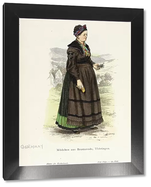 Costume Plate (Mädchen aus Brotterode, Thüringen), 19th century. Creators: Carl Streller, Wilhelm Gustav Friedrich Hasemann