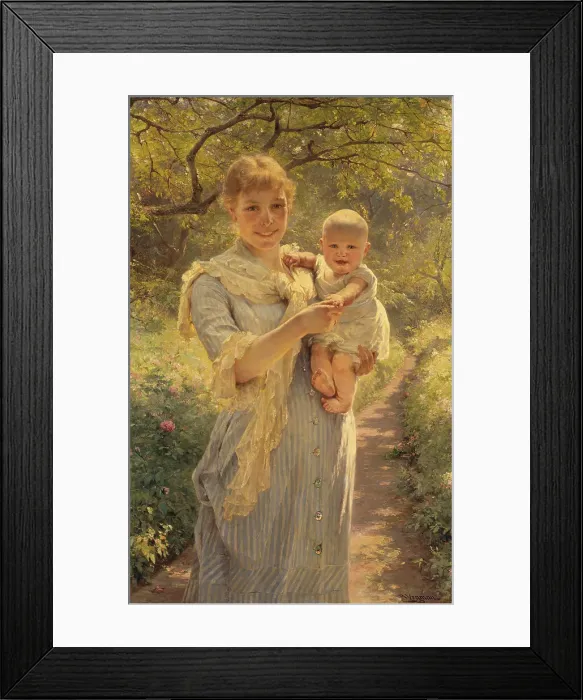 Framed Print : Young Mother with a Child in a Garden, c1900. Creator: Bertha Wegmann Framed Print : Young Mother with a Child in a Garden, c1900. Creator: Bertha Wegmann