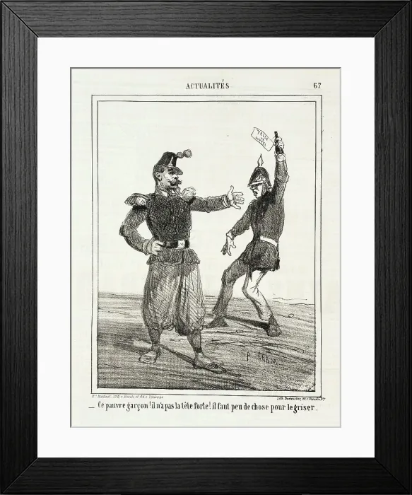 Framed Print : Ce pauvre garçon! Il n'a pas la tête forte! Il faut peu de chose pour le griser. 1864. Creator: Cham Framed Print : Ce pauvre garçon! Il n'a pas la tête forte! Il faut peu de chose pour le griser. 1864. Creator: Cham