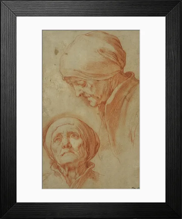 Framed Print : Two studies of an old woman's head. Creator: Abraham Bloemaert Framed Print : Two studies of an old woman's head. Creator: Abraham Bloemaert