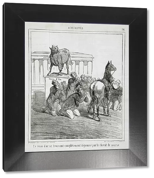 Le veau d'or se trouvant complêtement dégommé par le cheval de course, 1864. Creator: Cham