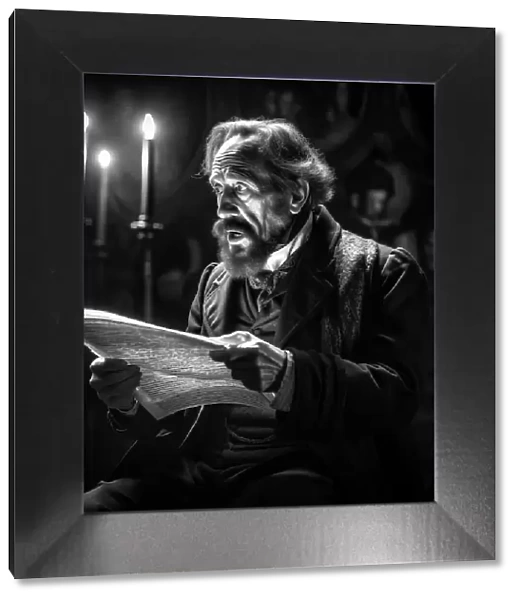 AI IMAGE - Portrait of Charles Dickens performing a public reading, c1860s, (2023). Creator: Heritage Images