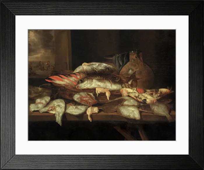 Framed Print : Still Life with Halibut and other Fish. Creator: Abraham van Beyeren Framed Print : Still Life with Halibut and other Fish. Creator: Abraham van Beyeren