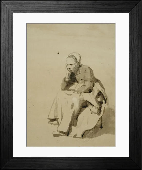 Framed Print : Seated woman with head in hand. Creator: Abraham Van Dyck Framed Print : Seated woman with head in hand. Creator: Abraham Van Dyck