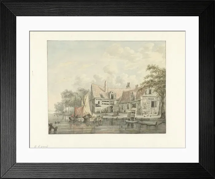 Framed Print : Farmyard on the water, 1794-1863. Creator: Gerrit Hulseboom Framed Print : Farmyard on the water, 1794-1863. Creator: Gerrit Hulseboom