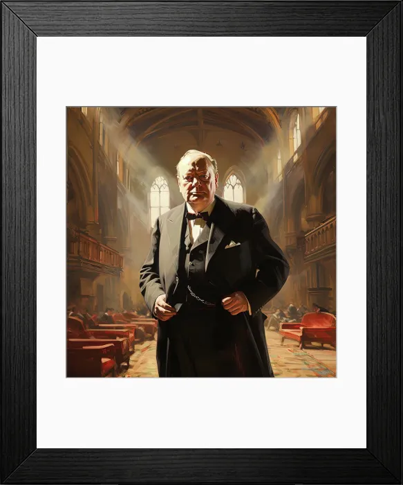 Framed Print : AI IMAGE - Portrait of Winston Churchill, 1950s, (2023). Creator: Heritage Images Framed Print : AI IMAGE - Portrait of Winston Churchill, 1950s, (2023). Creator: Heritage Images