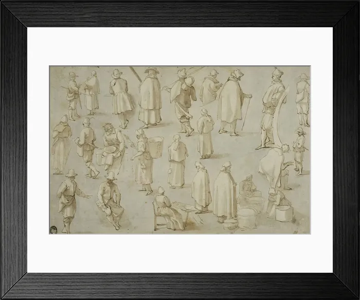 Framed Print : Twenty-four studies of standing, walking and seated figures. Creator: Adam Willaerts Framed Print : Twenty-four studies of standing, walking and seated figures. Creator: Adam Willaerts