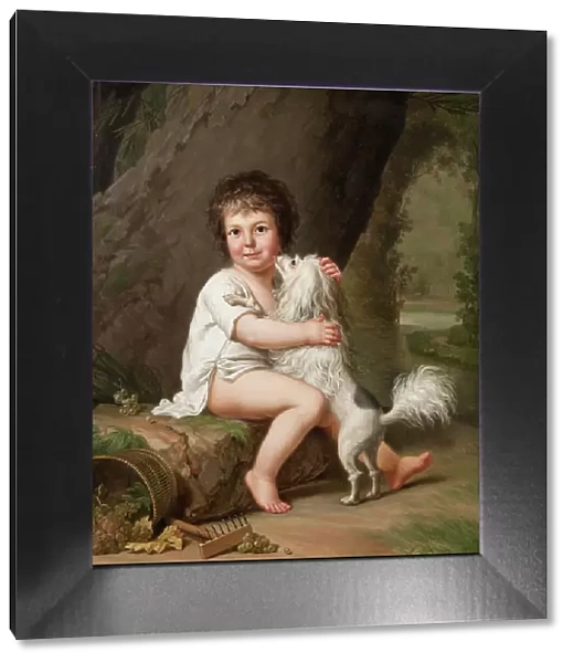 Portrait of the young Henri Bertholet-Campan (1784-1821) with the dog Aline, 1786. Creator: Adolf Ulric Wertmüller