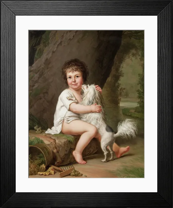 Framed Print : Portrait of the young Henri Bertholet-Campan (1784-1821) with the dog Aline, 1786. Creator: Adolf Ulric Wertmüller Framed Print : Portrait of the young Henri Bertholet-Campan (1784-1821) with the dog Aline, 1786. Creator: Adolf Ulric Wertmüller