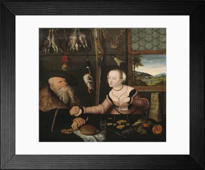 Framed Print : The Ill-matched Couple, 1532. Creator: Lucas Cranach the Elder Framed Print : The Ill-matched Couple, 1532. Creator: Lucas Cranach the Elder