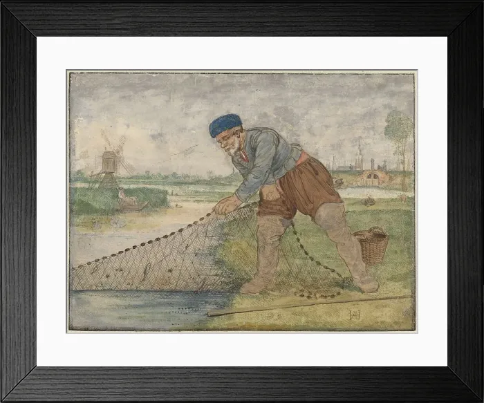 Framed Print : A Fisherman Hauling in his Net, c.1625-c.1630. Creator: Hendrick Avercamp Framed Print : A Fisherman Hauling in his Net, c.1625-c.1630. Creator: Hendrick Avercamp