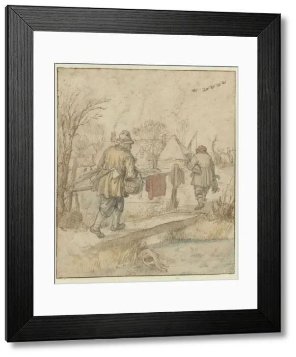 Framed Print : Return of the Duck Hunters / verso: Sketches of Ships and of a Man in Winter Clothing, c.1610-c.1615 Creator: Hendrick Avercamp Framed Print : Return of the Duck Hunters / verso: Sketches of Ships and of a Man in Winter Clothing, c.1610-c.1615 Creator: Hendrick Avercamp