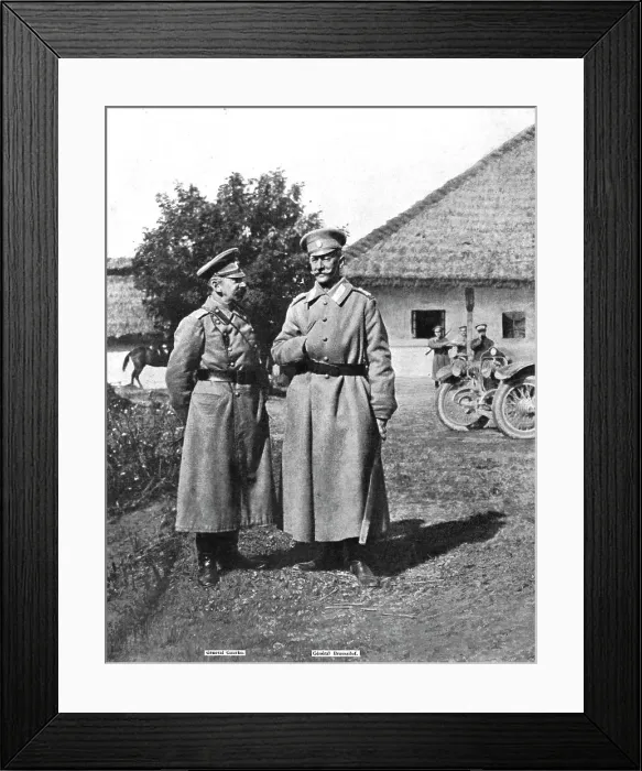 Framed Print : La Supreme Offensive Russe; Le general Broussilof generalissime Russe; A sa droite, Le... 1917. Creator: Unknown Framed Print : La Supreme Offensive Russe; Le general Broussilof generalissime Russe; A sa droite, Le... 1917. Creator: Unknown