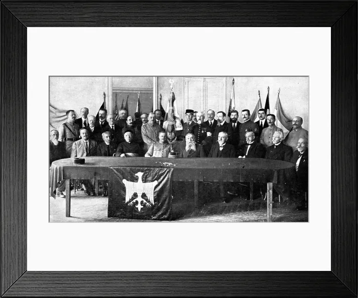 Framed Print : Creation of the Polish Army in France; The Franco-Polish mission receives the flag... 1917. Creator: Unknown Framed Print : Creation of the Polish Army in France; The Franco-Polish mission receives the flag... 1917. Creator: Unknown