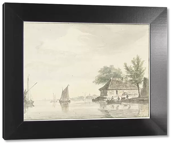 River landscape with sailing boats, 1733-1784. Creator: Hendrik Spilman