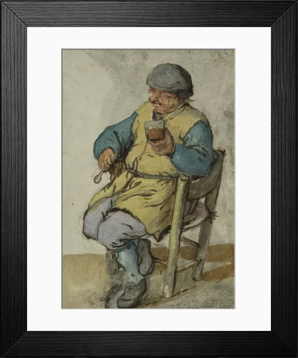 Framed Print : Seated Peasant, Holding a Glass of Beer, 1640s. Creator: Unknown Framed Print : Seated Peasant, Holding a Glass of Beer, 1640s. Creator: Unknown