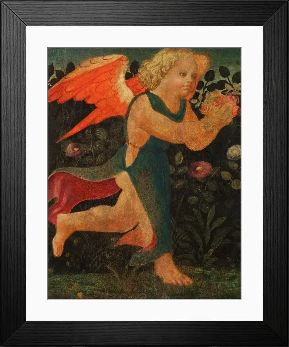 Framed Print : Putto in front of a Hedge of Roses. Creator: Unknown Framed Print : Putto in front of a Hedge of Roses. Creator: Unknown