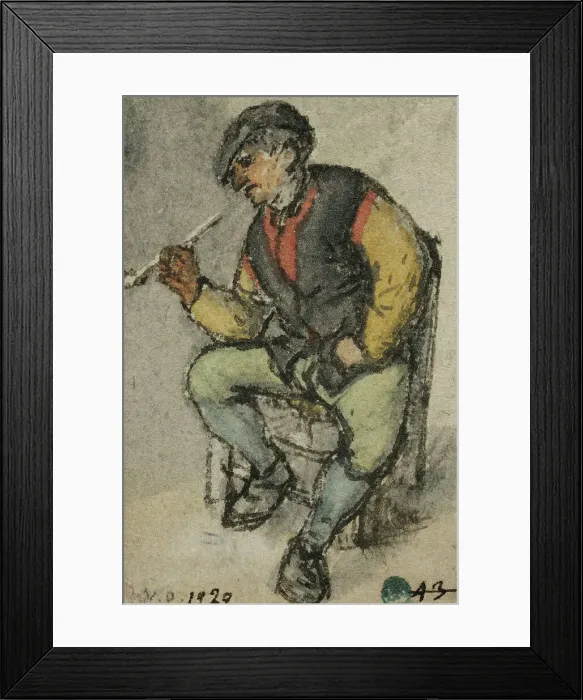 Framed Print : Seated farmer smoking a pipe. Creator: Adriaen van Ostade Framed Print : Seated farmer smoking a pipe. Creator: Adriaen van Ostade